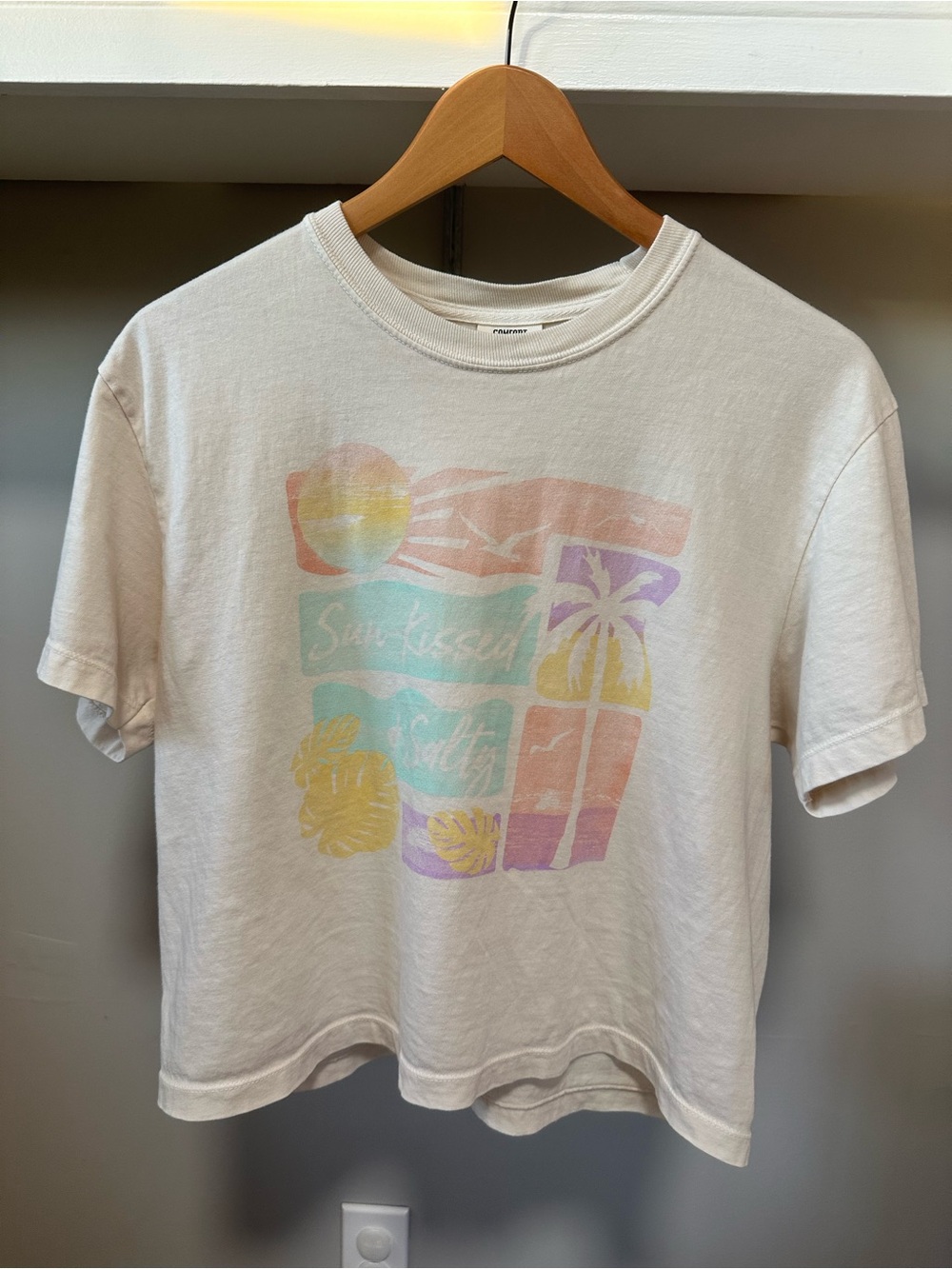 Comfort Colors Women's Short Sleeve Tee in Cream with Pastel Graphic